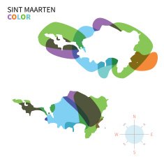 Abstract vector color map of Sint Maarten with transparent paint