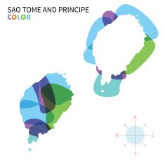 Abstract vector color map of Sao Tome and Principe with
