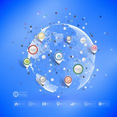 Infographic network with pointer marks for business template vector