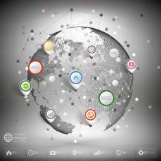 Infographic network with pointer marks for business template vector N2
