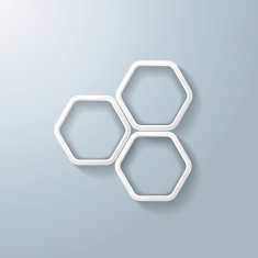 Three White Hexagon Rings Infographic