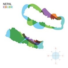 Abstract vector color map of Nepal with transparent paint effect