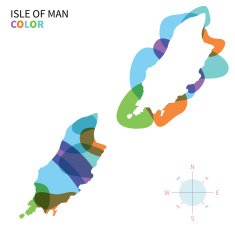 Abstract vector color map Isle of Man with paint effect