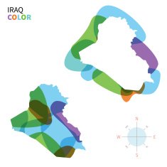 Abstract vector color map of Iraq with transparent paint effect