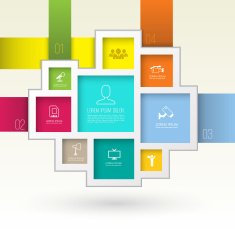 Rectangles group template with icons