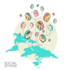 Conceptual image with social networks Flat isometry N8
