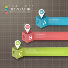 abstract modern paper location mark infographic elements