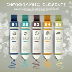 creative paper pencil bar chart infographic elements N4