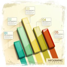 modern glossy 3d bar chart infographic