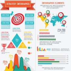 Strategy business info graphic on white background clean vector