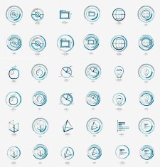 Minimal thin line design web icon set stamps