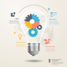 Vector Concept Business infographic with Light bulbs and gear N2