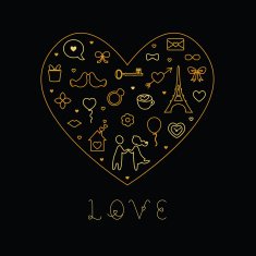 Valentine's Day Love Card - with Flat Icons