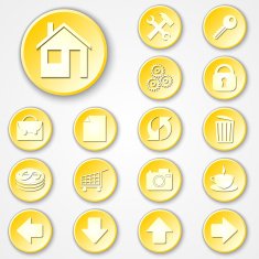Vector abstract yellow round paper icon set