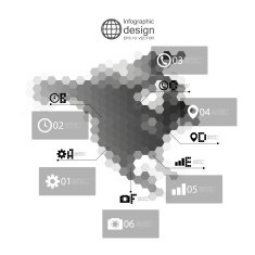 North america map infographic template for business design hexagonal design