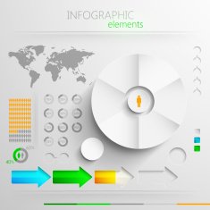vector set of abstract 3d paper infographic elements for print N7