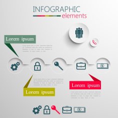 vector set of abstract 3d paper infographic elements for print N10