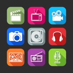 flat icons for web and mobile applications with creative industry