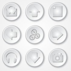 Vector abstract white round paper icon multimedia set