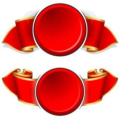 Red round frame with ribbon N2