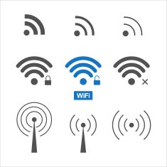 Set of nine different wireless and wifi icons for design