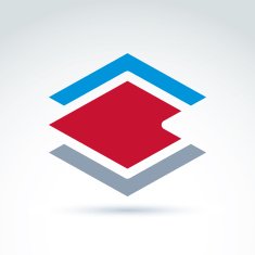 Abstract figure created from geometric parts red rhomb Vector