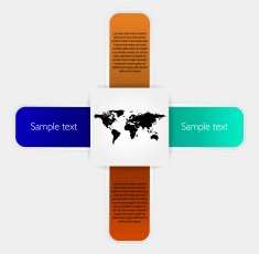 Stickers elements and world map Vector