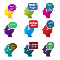 Human heads with speech bubbles