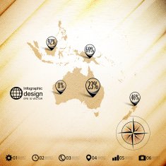 Australia map wooden design background infographics vector illustration
