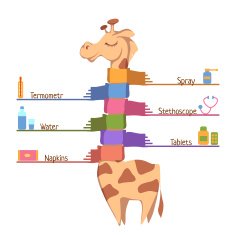 Flu Prevention Tips Vector illustration with giraffe