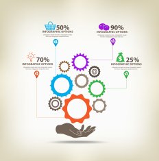 infographic hand with gears