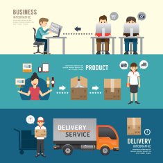 Business design e-shopping concept people set presentation plan