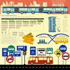 Public transportation ingographics Buses N8
