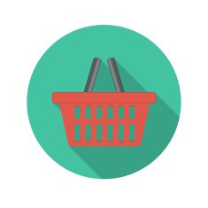 Flat Design Concept Shopping Glossy Vector Illustration With Lon