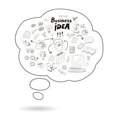 Doodle speech bubble icon with business idea infographics isolated vector N2