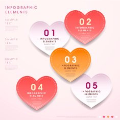 abstract 3d heart shape tag infographics