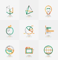Minimal thin line design web icon set N14