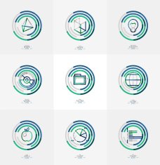 Minimal thin line design web icon set N18