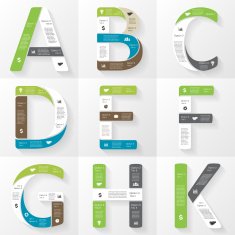 Vector font infographic diagram with letters