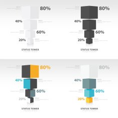 infographic template status 3d tower set