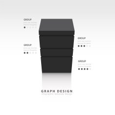 3d cube Vector template for infographic black style