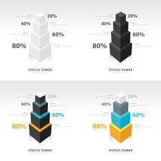 infographic template status tower set