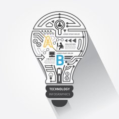Creative lightbulb abstract circuit technology infographic N2