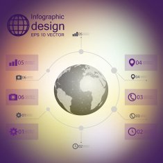 infographic with unfocused background and icons set for business design N3