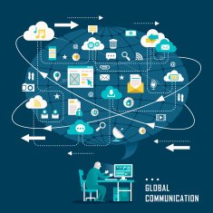 flat design concept with icons of global communication