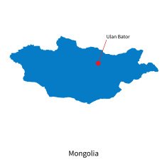 Detailed vector map of Mongolia and capital city Ulan Bator N2