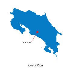 Vector map of Costa Rica and capital city San Jose N2