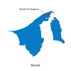 Vector map of Brunei and capital city Bandar Seri Begawan N2