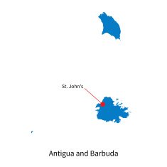 Map of Antigua and Barbuda with capital city N2