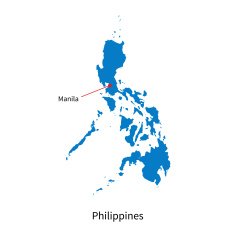 Detailed vector map of Philippines and capital city Manila N2